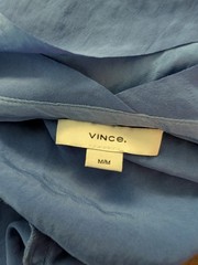 Vince Light Blue Semi-Cowl Neck Satin Drop Waist Midi Slip Dress Sz Medium M