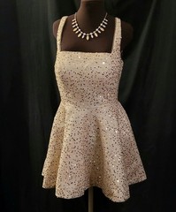 NWT Sz 16 Sequin Cocktail Dress in Champagne