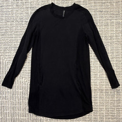 Athleta Black Long Sleeve Crew Neck Sweat-Shirt dress w/ Pockets Size S