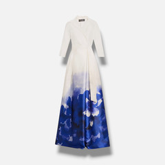 Rickie Freeman For Teri John Women&rsquo;s White Border Print Mikado Dress Size 16