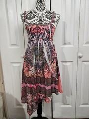 S-12 Braided Strap Asymmetrical Hem Rhinestone Empire Waist Dress Size Small