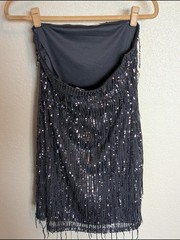Wild fable Black Sequin Fringe Midi Tube top dress