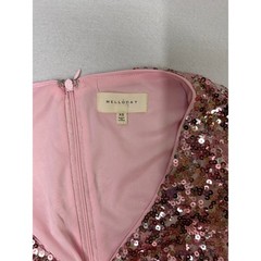 Melloday long sleeve pink sequin V-neck midi dress. Front Slit. Size XS NWOT