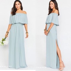 Show Me Your Mumu Hacienda Off The Shoulder Maxi Dress Silver Sage Crisp XXS NWT