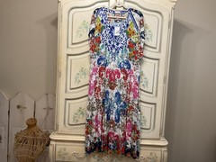 Johnny Was Floral Shellinay Tiered Tea Length Bamboo/Spandex Dress XL NWT $210