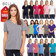 Bella Women&rsquo;s Missy Fit Relaxed Jersey Short Sleeve V Neck T-Shirt M-6405
