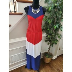 Rouge Women&rsquo;s Multicolor Polyester Round Neck Sleeveless Long Maxi Dress Size 2X