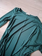 MNG Mango Bottle Green Maxi Balloon Dress Lagenlook Oversized Ruched UK14/16 (L)