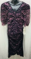 Monaco Vintage 80&rsquo;s 90&rsquo;s Dress 11 12 Purple Black Flower Lace Cocktail New 6086