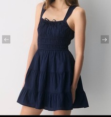 Sunday Best Aritzia Navy Martine Poplin Tiered Mini Dress XS