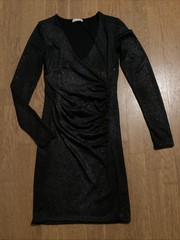 Supertrash Black Sparkle Ruched Bodycon Dress Small UK8 Style Modele No CW14M236