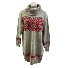 80s Vintage Toppers Gray Turtleneck USA Made Wool Blend Sweater Dress Size Large
