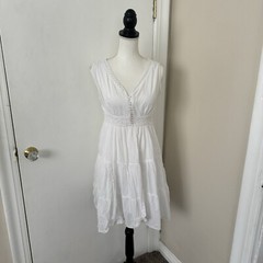 White Linen Women’s Dress Size Small from Israel