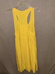 Eileen Fisher Yellow Organic Spring Linen Drawstring Tank Racerback Dress S NWT