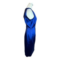Active Seller! Stunning Karen Millen Blue Sleeveless Satin cocktail Dress 8