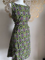 Aztec colourblock Fit & Flare Dress 14 Cute tribal summer holiday retro 60s