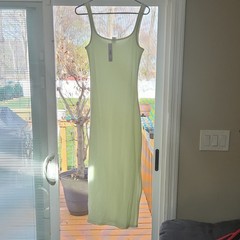 PINK Victoria&rsquo;s Secret Ribbed Sleeveless Maxi Dress Light Yellow Size S Logo