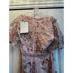 Mac Duggal 67880 Rose Pink Floral Sequin Flutter Sleeve Gown Dress Size 8 NEW