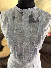 Women’s 2 piece blue Floral Lace round Neck Sleeveless A-Line midi skirt