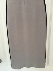 Michael Kors Women&rsquo;s M Gray/Black Ribbed Knit Bodycon Long Dress Crew Neck Zip
