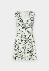Abercrombie & Fitch Twist Front Mini Dress – White & Green Floral Print – Size L