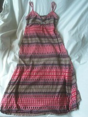 ROUTE 66 RED BLACK GREEN MULTICOLOR STRIPE LONG 100% COTTON DRESS SIZE L