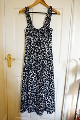 Zara Animal Leopard Midi Dress, V-neck Ruffled Front Button Pleated S BNWT