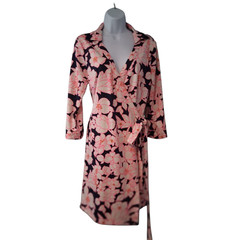 JB by Julie Brown wrap dress womens Large navy white hot pink floral