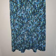 Studio I Blue Green Black Abstract V-Neck A-Line Short Sleeve Knee Dress 12