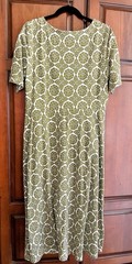 Croft & Barrow Cotton Blend Pullover Midi Dress~Olive Green/Ivory~Medium ~VGUC