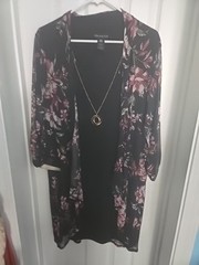 Stella & Julie One Piece Knit Dress Womens Size 18W Dark Red Flowered Cover