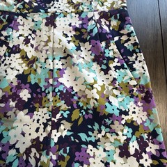 Lands’ End 4 Petite Dress Sleeveless Purple Floral Knee Length Pockets Stretch
