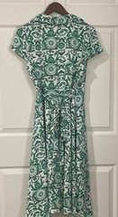 Elegant Chic Green/White Floral Wrap Vintage style Dress Knee Length size 10
