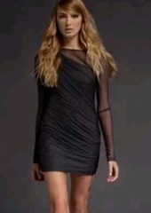 Rag & Bone Charcoal Gray Silk Edita One Shoulder Mesh Bodycon Mini Dress 2 XS