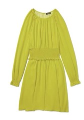 kate spade new york Women&rsquo;s Green Silk Blouson Smocked Crew Neck Dress L