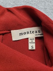 Monteau Women Dress S Red Sleeveless Back Zip Asymmetric Hem Side Tie Mock Neck