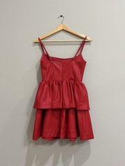 Olivaceous Red Sleeveless Faux Leather Peplum Dress Size Small