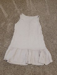 Marina Grey Linen Crochet-Trim Sleeveless Dress in Light Taupe Size Medium