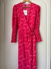 DLSB Glamorous Drive &lsquo;Em Wild Pink Watercolour Rose Midi Multiway Wrap Dress 8