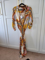 Scanlan theodore *Campaign* Rare silk scarf houndstooth wrap dress AU 8 US 4