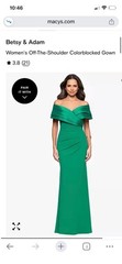 Betsy & Adam Women&rsquo;s Off-The-Shoulder Colorblocked Gown NWT