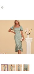 Jjshouse Square Trumpet Mermaid Lace MIDI Dress