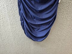 B. Darlin Plus Size Ruched One-Shoulder Dress 18W Navy Solid Back Ziper $79 MSRP