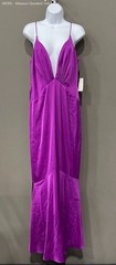 Liv Foster Womens Purple Solid Deep V Maxi Dress Gown Spaghetti Strap Size 12