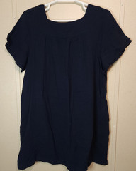 Madewell Patchwork Shift Mini Dress Size XXL Dark Nightfall Blue Pockets Cotton