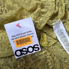 ASOS DESIGN Dress Womens US 8, Yellow Lace Halter Slip Maxi Mermaid Formal Gown
