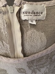 Sundance Maxi Dress Small Sleeveless Floral Beige Green Cottagecore Made In USA