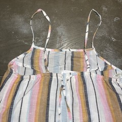 Billabong White Pink Grey Striped Loose Sun Dress Summer Adjustable NWT XS