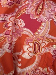 Talbots Women’s Orange Pink White Paisley Collared Button Belted Midi Dress 8