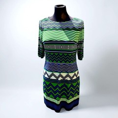 Eliza J 3/4 Sleeve Graphic Pattern Silk Jersey mini Dress Size 8
